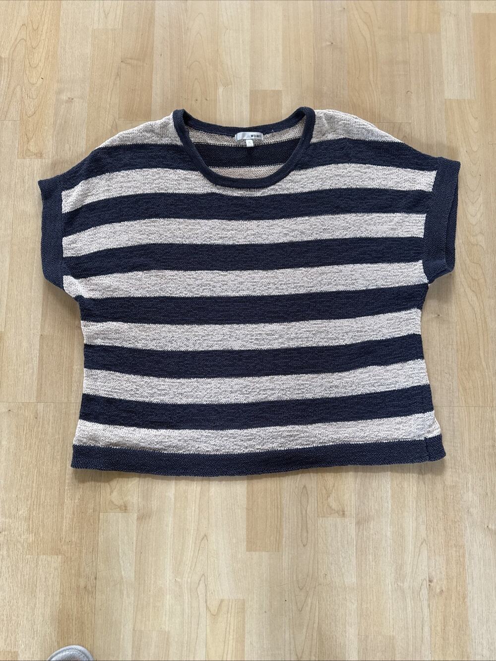 WD NY Lightweight Sweater Women’s 3X Knit Top Navy Cream Striped Beachwear